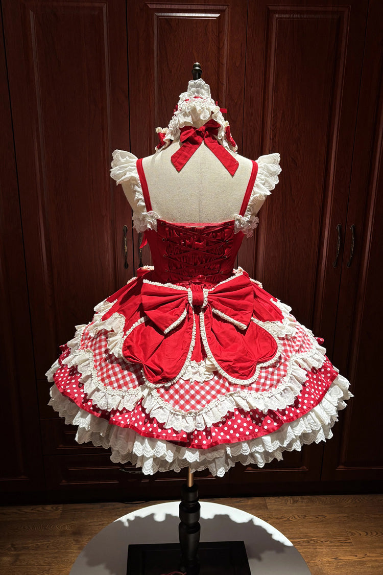 Red Polka Dot Sweet Lolita JSK Dress Set - image 3