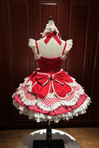 Red Polka Dot Sweet Lolita JSK Dress Set - image 3