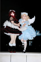 Shisan District - Wedding Lolita OP Suit with Angel Demon Wings - image 2