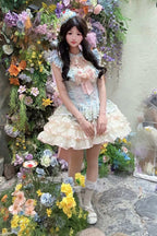 Flower Language of Eros - Halterneck Multi-Layered Ruffle Bowknot Rose Lace Lace-Up Sweet Ballet Lolita JSK Dress - image 6