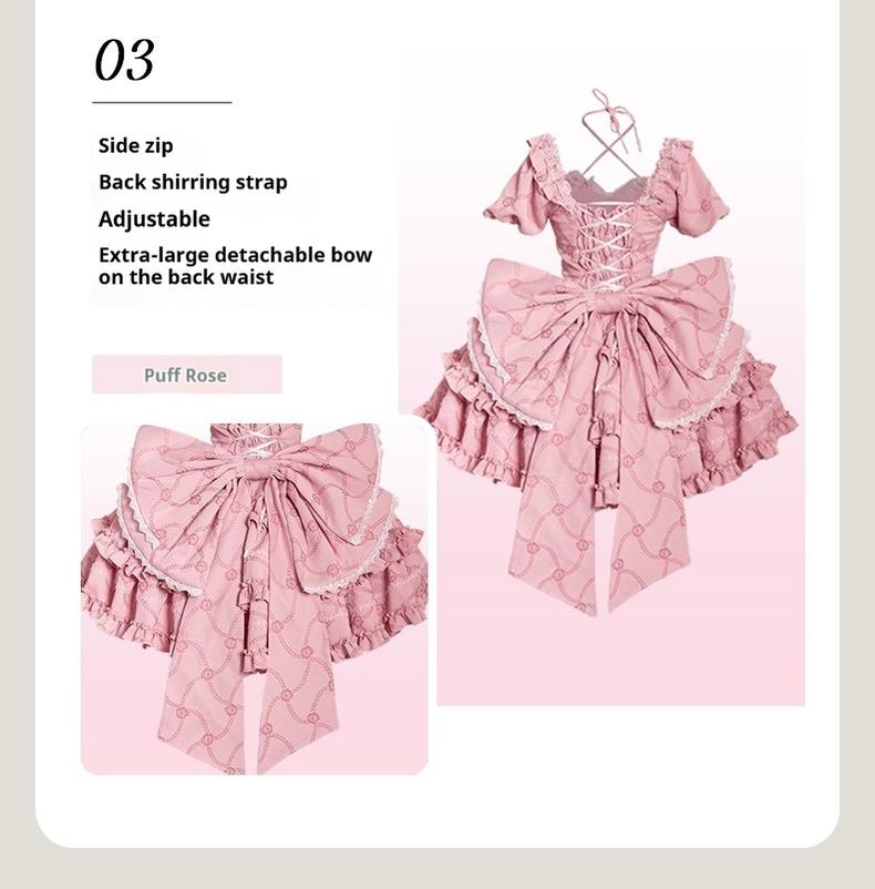 Puff Rose - Sweet Lolita OP Princess Bow Trailing Lolita Dress - image 19