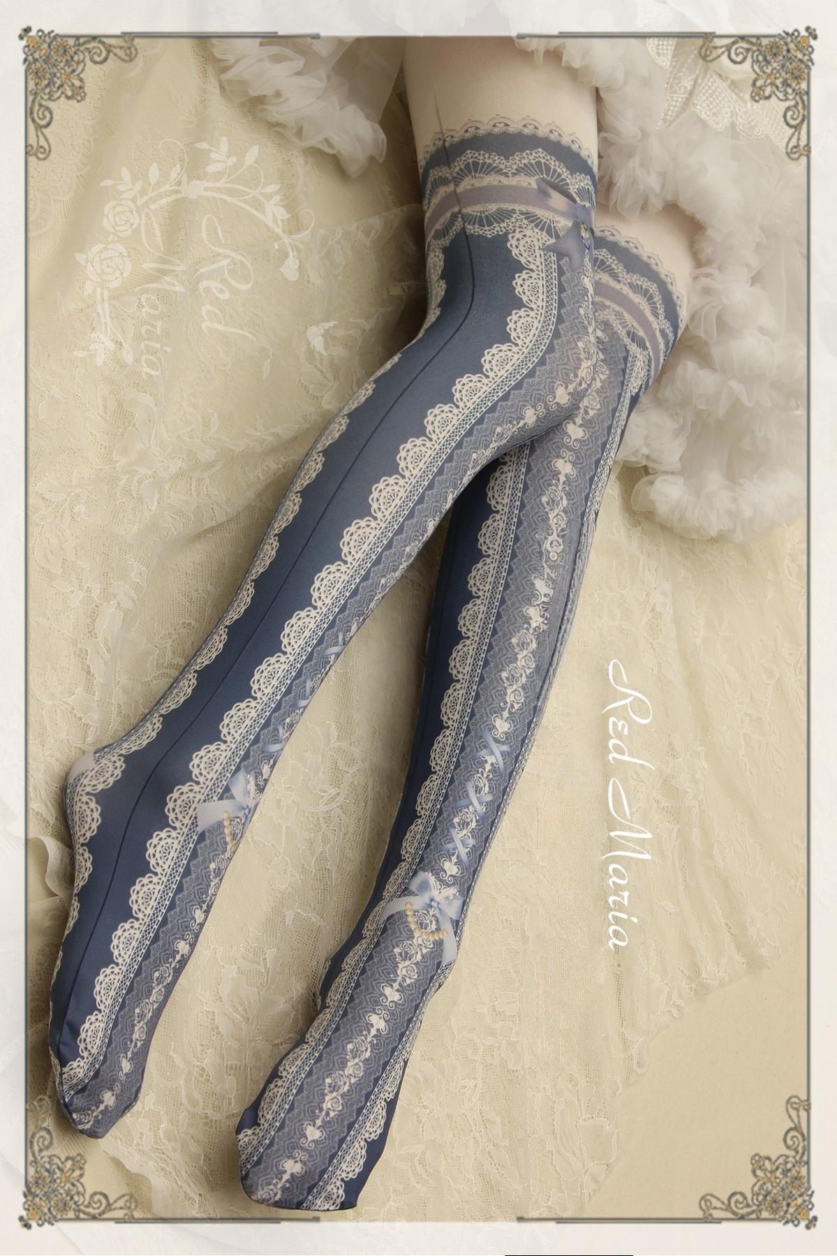 Lace Printed Bow 80D Lolita Tights Multicolors - image 5