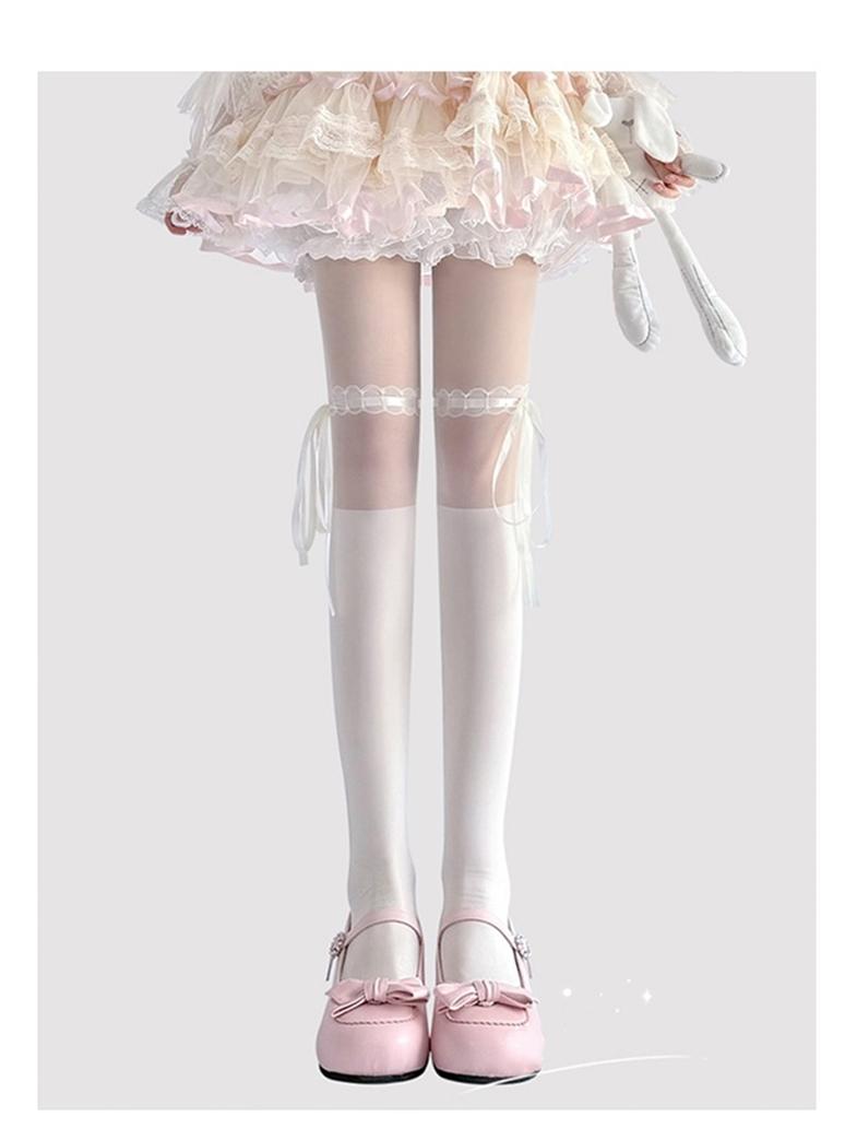 Lace-Splice Lolita Thigh-High Socks - image 8