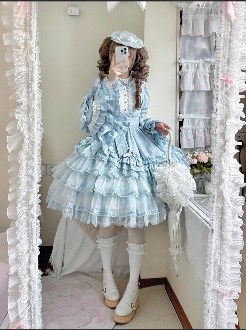 Solo Puppet Sweet Lolita OP Dress with Princess Long Sleeves - image 8