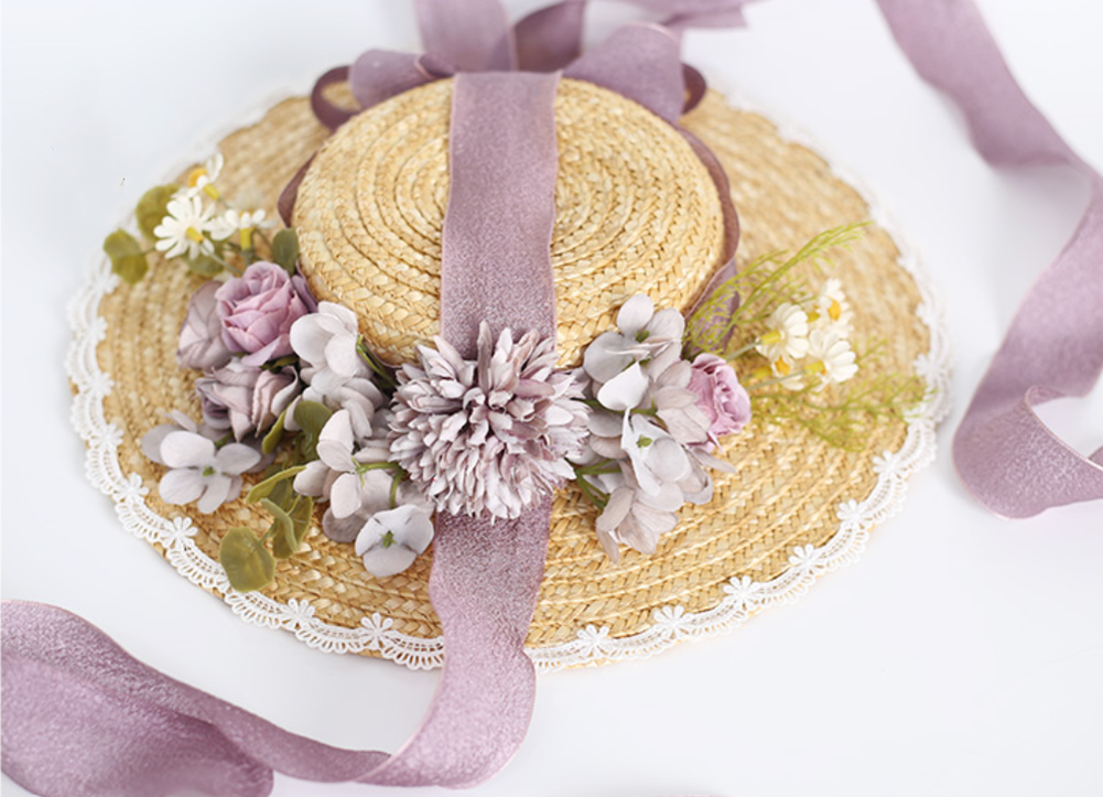Xiaogui Flower Bow Lace Lolita Sunhat - image 2