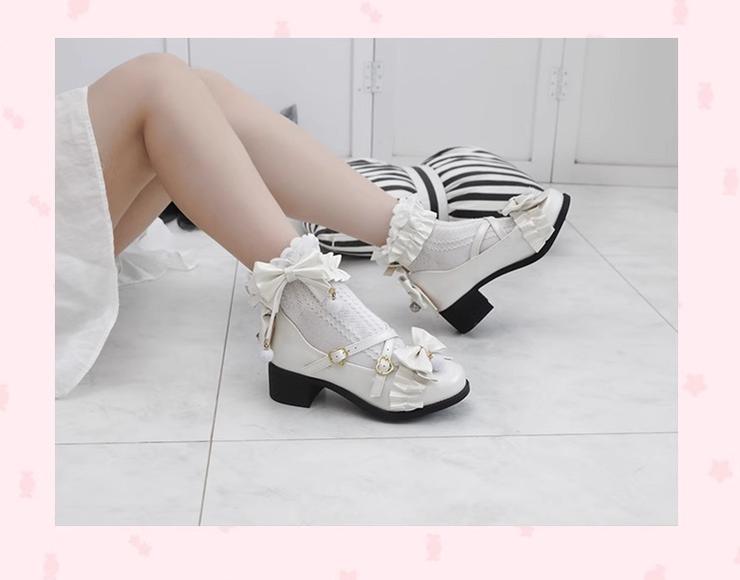 Fairy Godmothe - Preppy Style Flat Shoes Mid Heel Round Toe Lolita Shoes - image 9