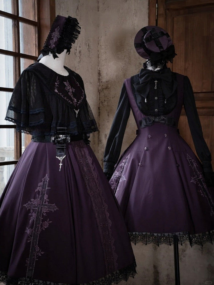 Layered Black Tulle Cape for Gothic Ensembles - iris de nuit - image 3