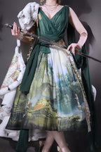 Grace in Favor - Oil Painting Sweet Lolita JSK Dress & Shoulder Sash - image 11