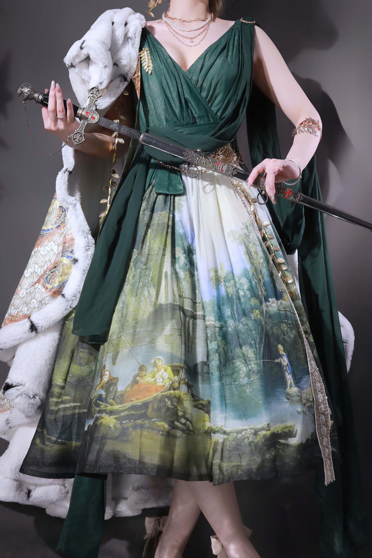 Grace in Favor - Oil Painting Sweet Lolita JSK Dress & Shoulder Sash - image 11