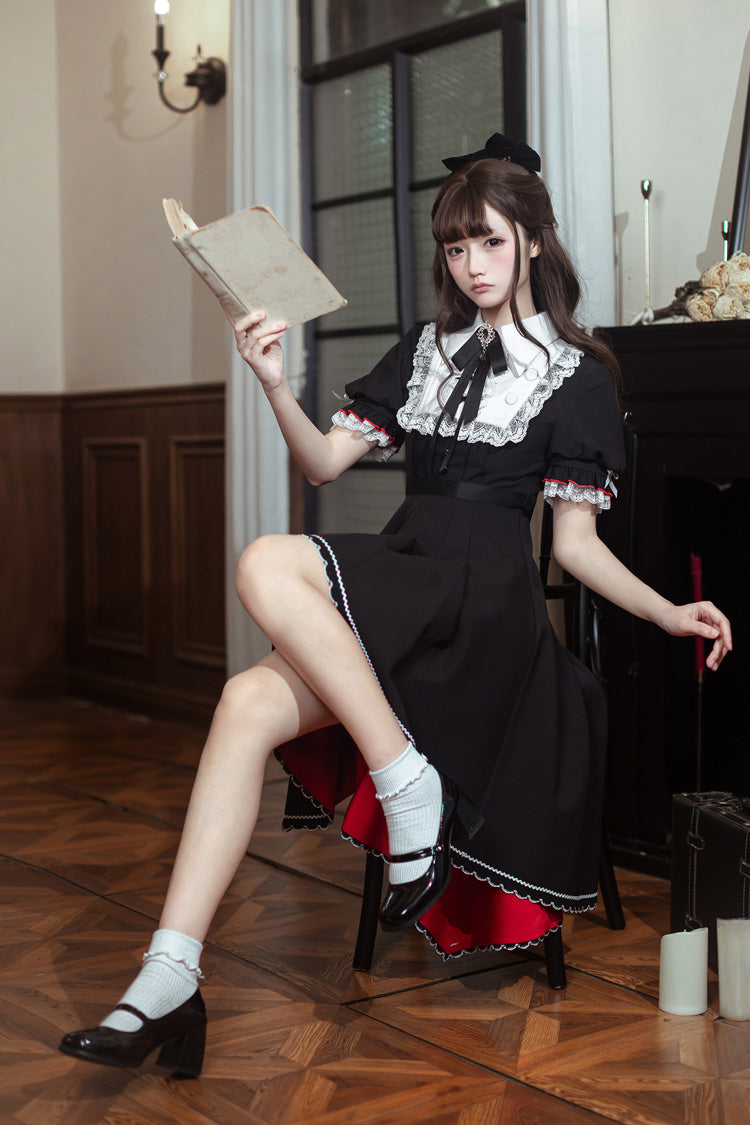 Rosalind - Gothic Maid Lolita Dress with Bow Tie - image 5