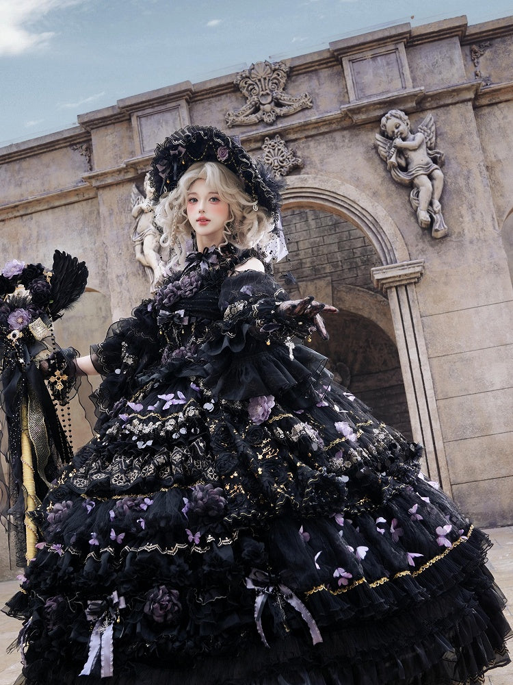 Black and Purple Floor-Length Hanayome Hime Lolita Dress - image 8