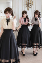 Miss Lola · Snow Kiss - Stand Collar Short Puff Sleeves Ruffled Color-Blocked Faux Two-Piece Sweet Lolita Long Dress 3 Colors - image 6