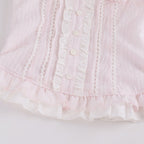 Light Pink Ruffle Puff Sleeve Top with Bow - serendipity - image 6