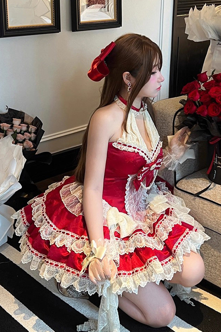 Beloved Young Lady - Sweet Lolita Halterneck Dress in Red - image 8