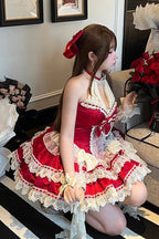 Beloved Young Lady - Sweet Lolita Halterneck Dress in Red - image 8