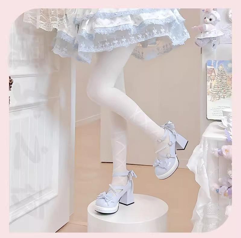 Crush Complex - Sweet Lolita Heel Shoes, Pearls & Bows - image 25