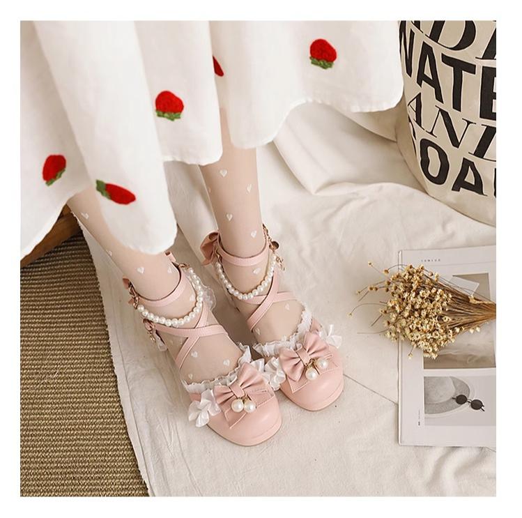 Plus Size Qi Lolita Bow Pearl Sandals - image 16
