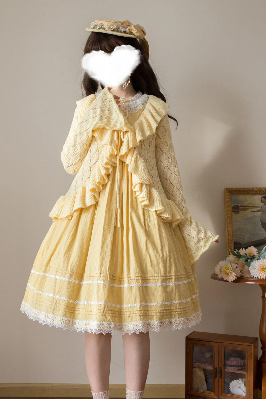 Sunset Bouquet - Elegant Lolita Cardigan, Flounce Hem - image 7