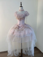 Pink Balletcore Princess Lolita Corset Top and Ruffle Skirt Set - image 3
