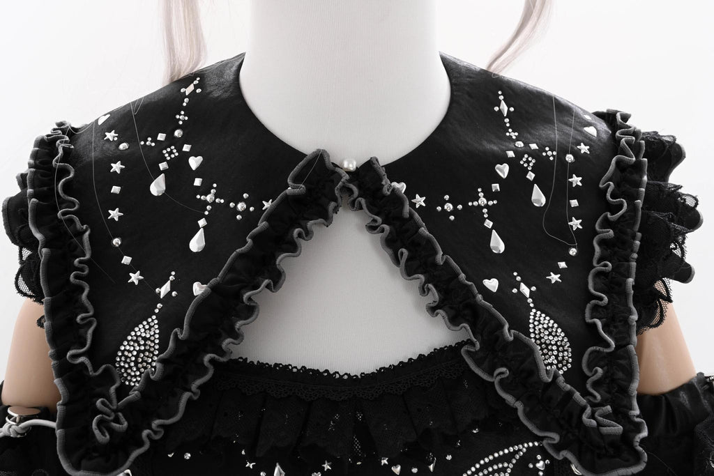 Metallic Angel Black Gothic Lolita Top and Ruffled Skirt Set - image 26