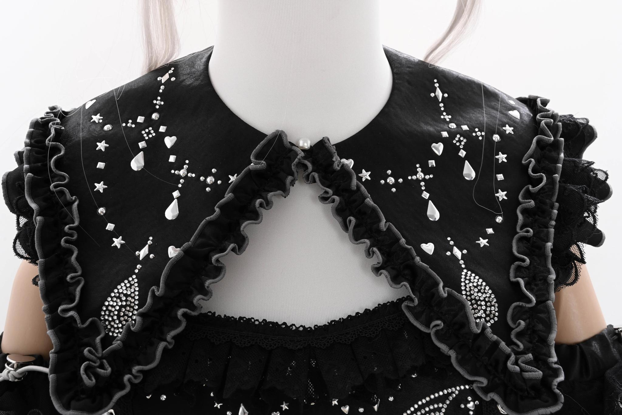 Metallic Angel Black Gothic Lolita Top and Ruffled Skirt Set - image 26