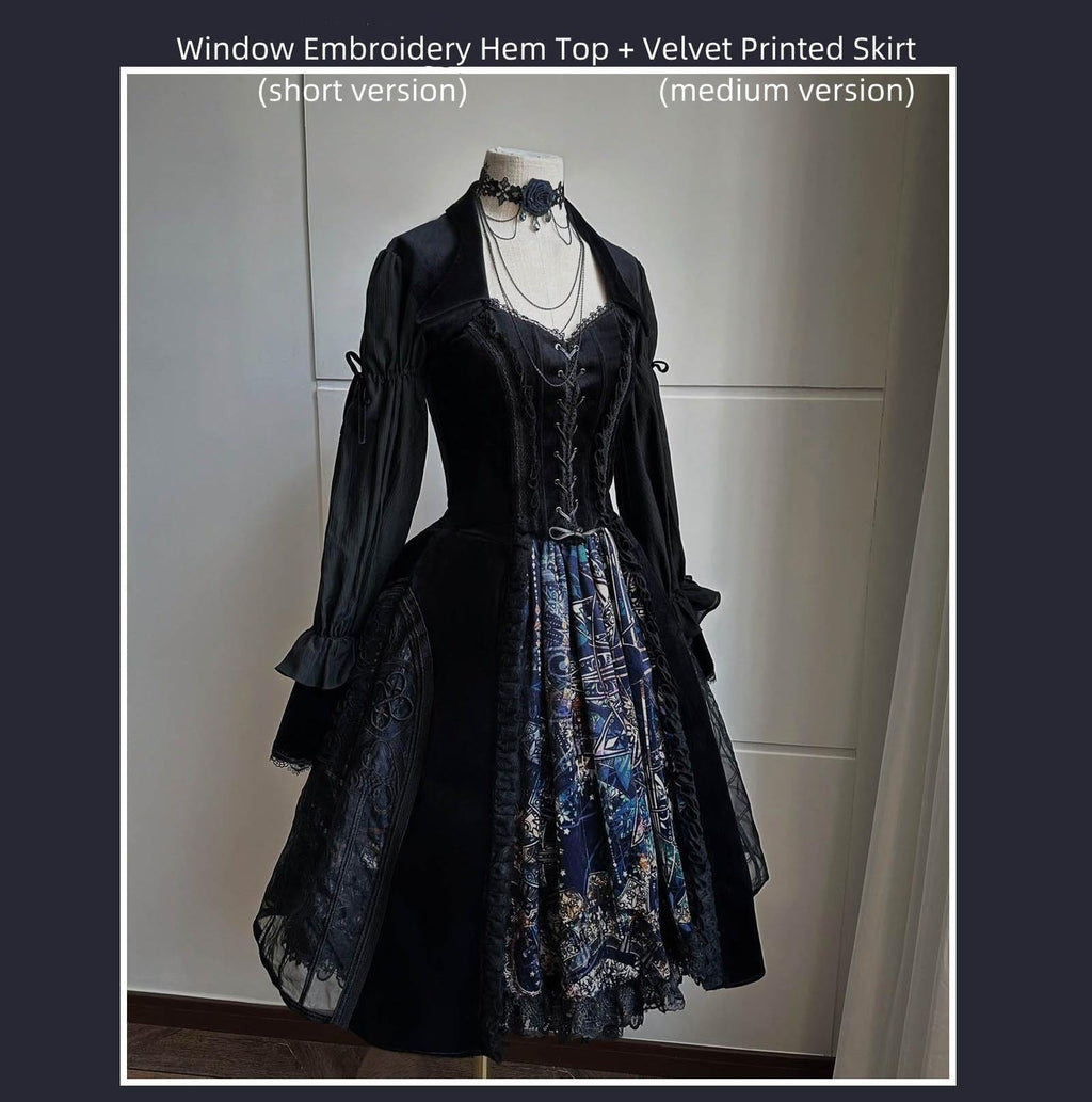 Night Traveler - Classic Gothic Lolita Dress with Stained Glass Window Print - image 9