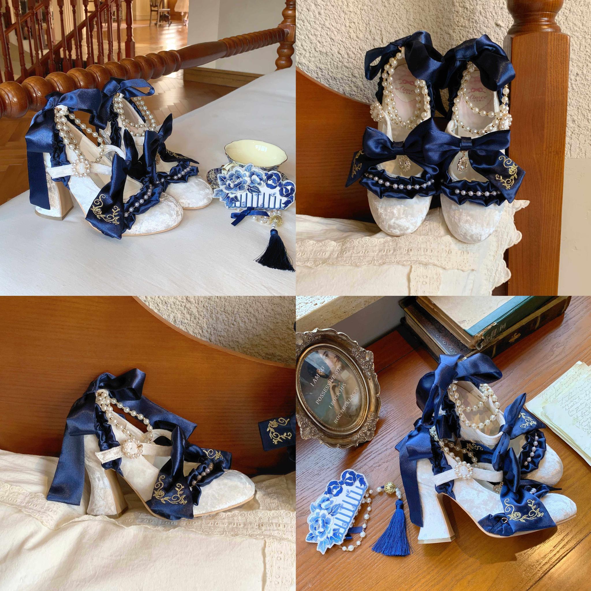 Ribbon Anthem - Wedding Classic Lolita Heels with Detachable Bow and Pearl Ribbon - image 14