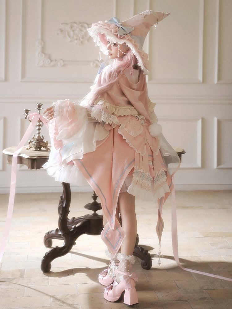 Pink and Blue High Waist Sweet Witchy Dress Lolita Jumper Skirt Full Set - image 11