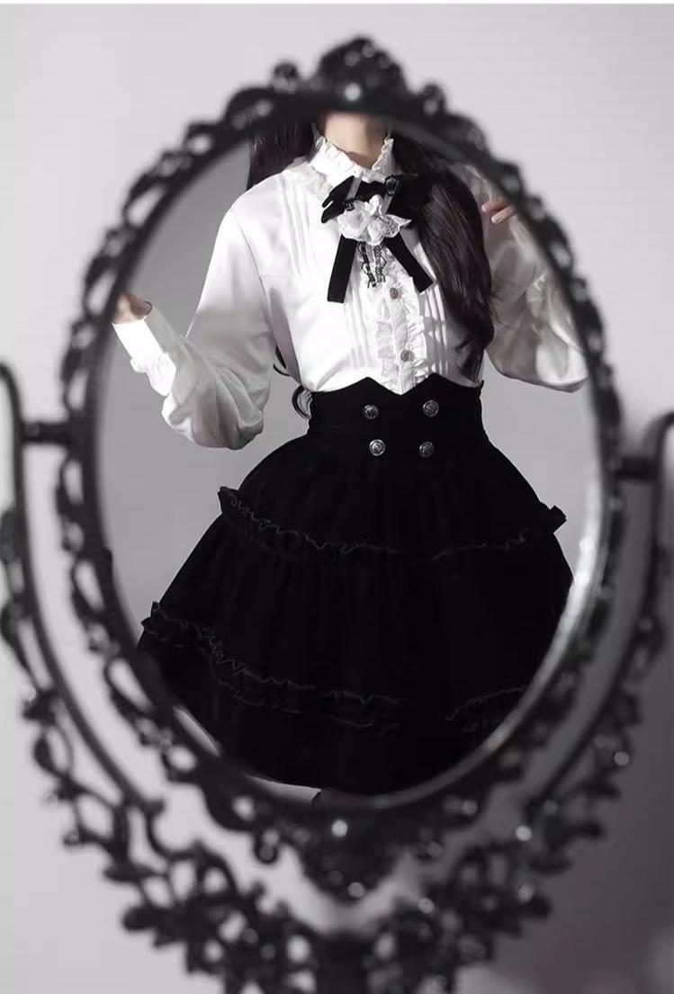 Erosion Heart F-Type - Ouji Lolita Suit Black Velvet Shorts and Skirt - image 38