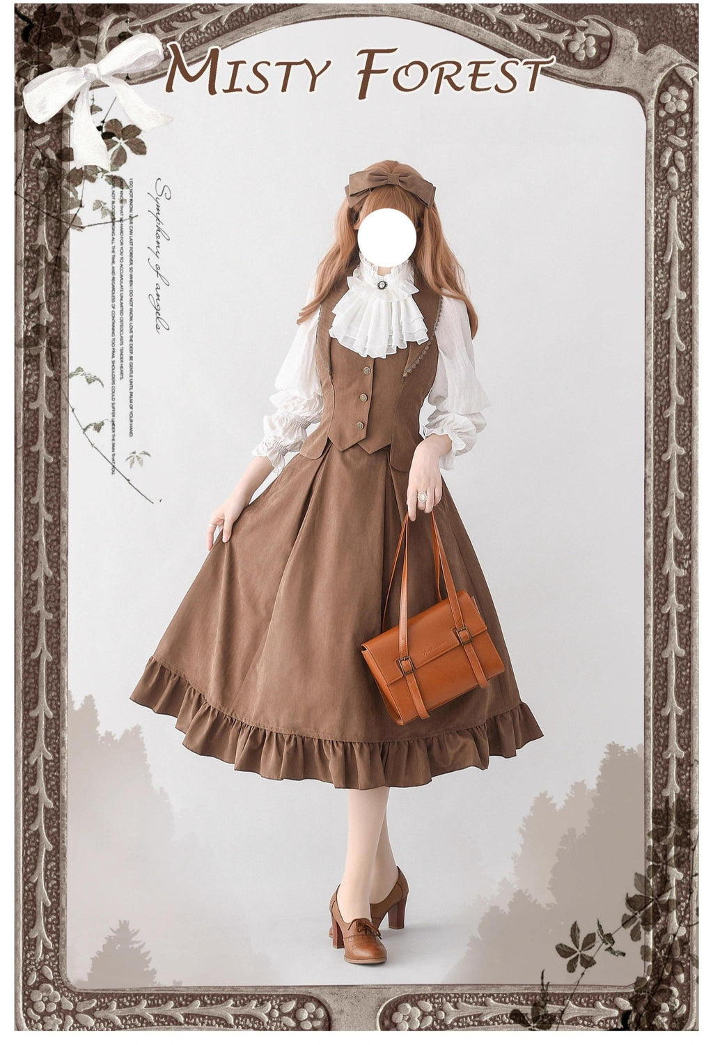 Classic Lolita A-Line Skirt, Button-Front Vest and White Blouse - image 2