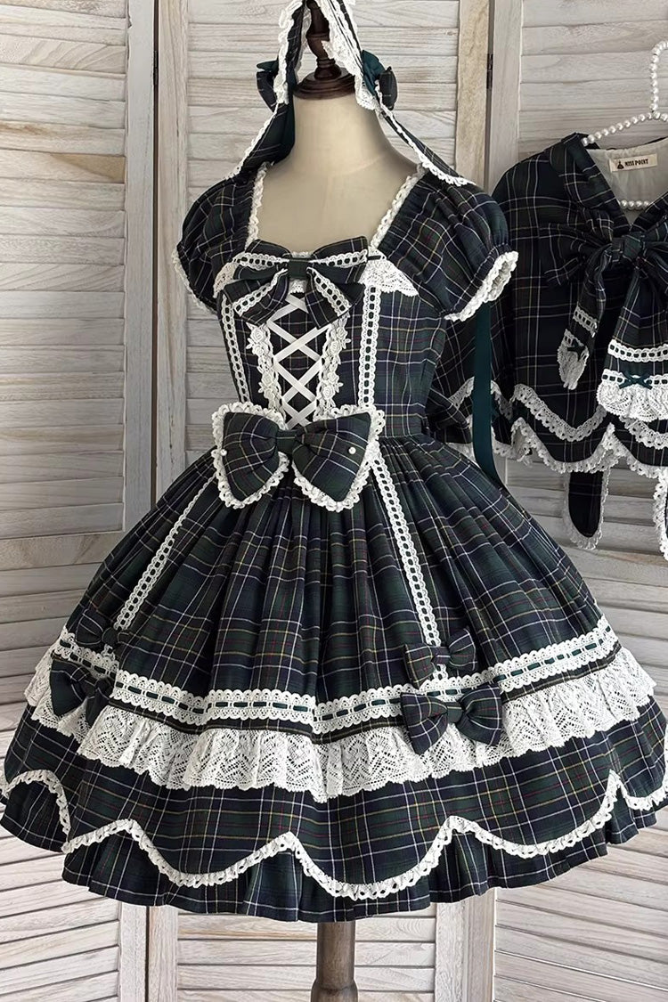 Gingham Petal Bunny - Sweet Lolita OP Dress in Green - image 11