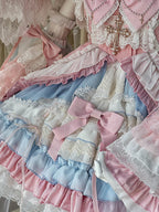 Pink and Blue High Waist Sweet Witchy Dress Lolita Jumper Skirt Full Set - image 5