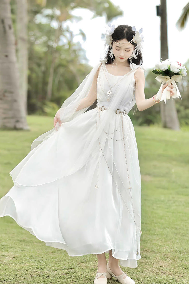 Messenger of God Greek-Inspired Elegant Lolita Long JSK Dress in White - image 2