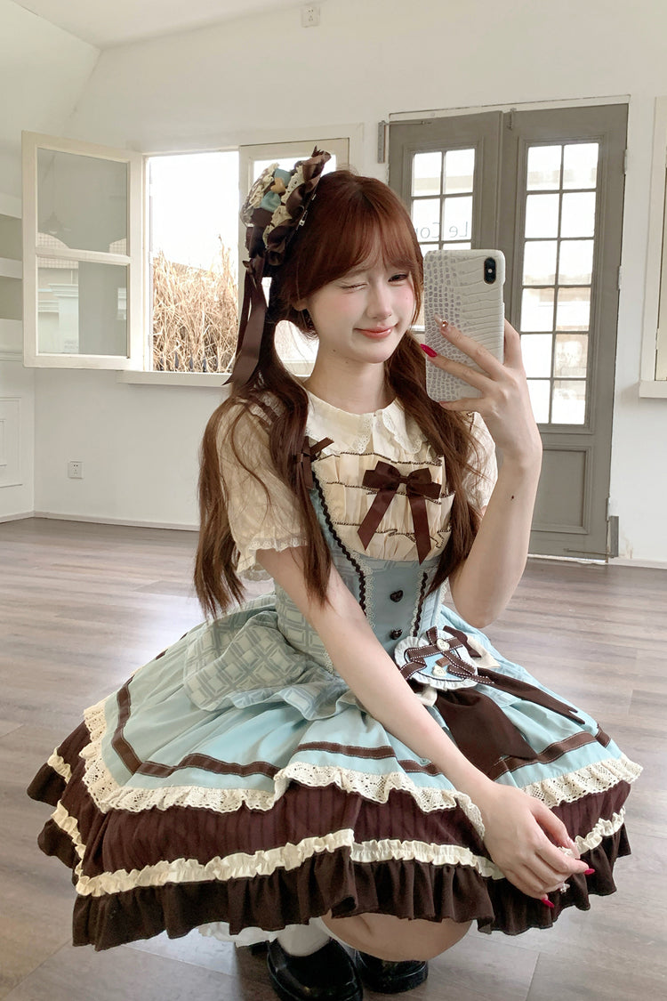 Mint Chocolate Sweet Lolita JSK Dress in Green and Brown - image 14