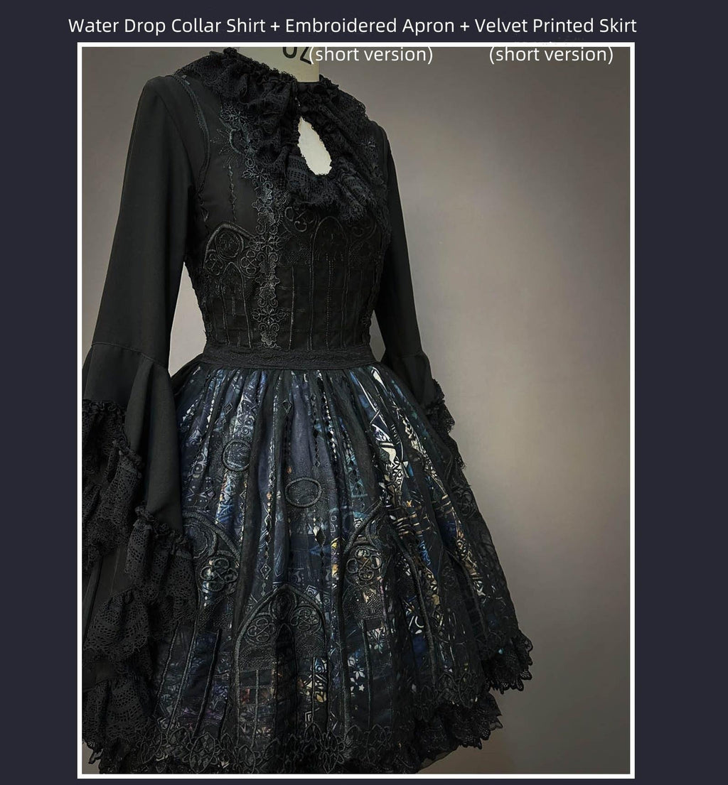 Night Traveler - Classic Gothic Lolita Dress with Stained Glass Window Print - image 23