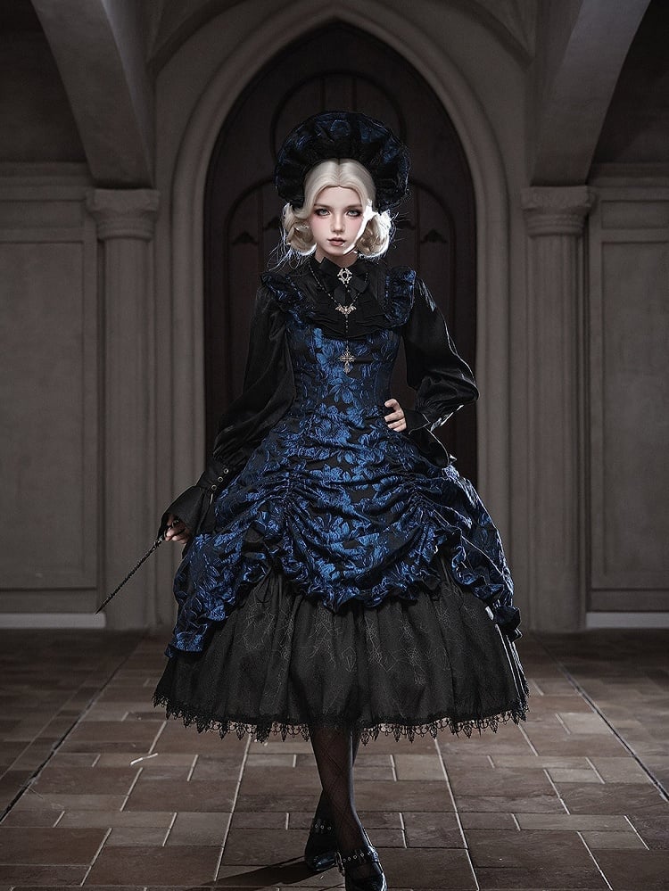 Dark Blue Ruffled JSK Gothic Lily - Miss Point - image 1