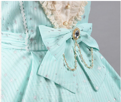 Midsummer Star - Silver Foil Printing Lolita OP Dress - image 12