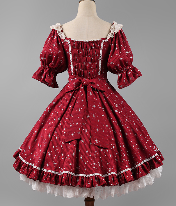 Midsummer Star - Silver Foil Printing Lolita OP Dress - image 13