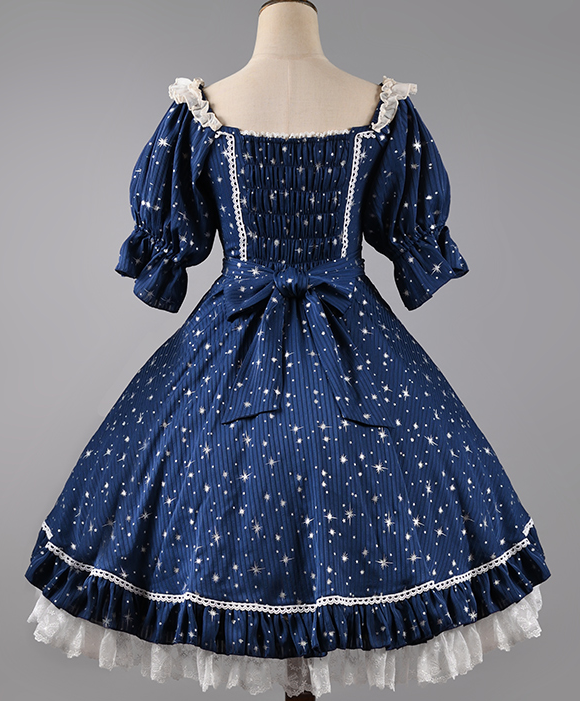 Midsummer Star - Silver Foil Printing Lolita OP Dress - image 14
