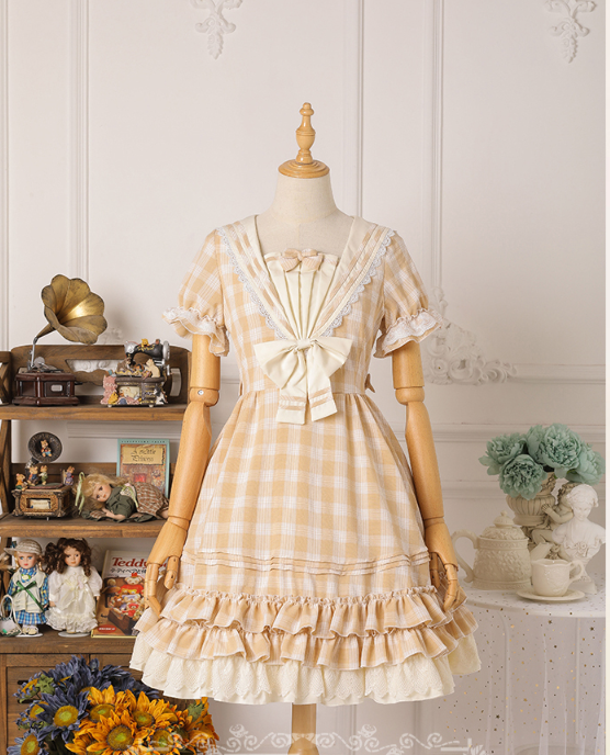 Tartan Sailor Lolita OP Dress - image 12