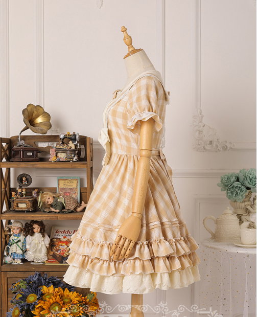 Tartan Sailor Lolita OP Dress - image 13