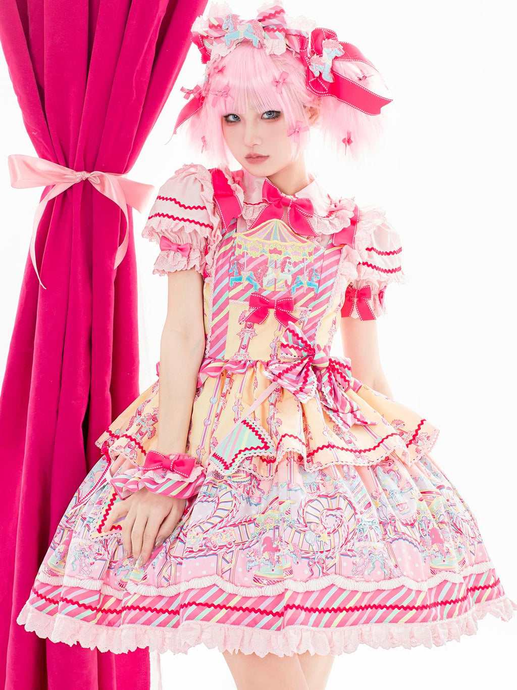 Candy Park Sweet Lolita Print Jumper Dress and Accessories - image 1