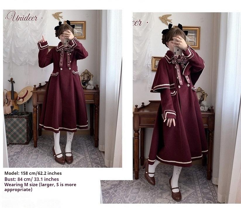 Galaxy Traveler - Classic School Lolita Overcoat with Detachable Cape and Bow - image 25
