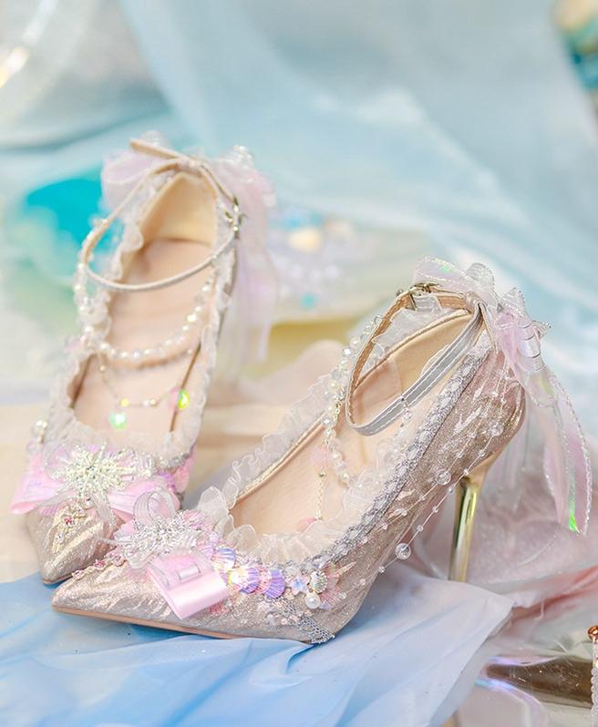 Mermaid Seashell - Sweet Lolita Heels with Detachable Chains - image 8