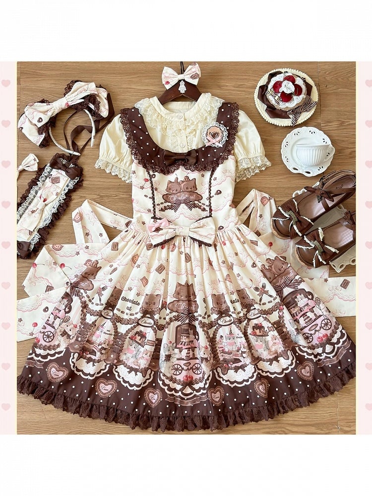 Chocolate Bow Lolita Hairband, Hairclips and KC Accessory Set - image 3