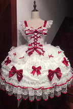 Sweetheart - Sweet Lolita JSK Dress in White and Red - image 3