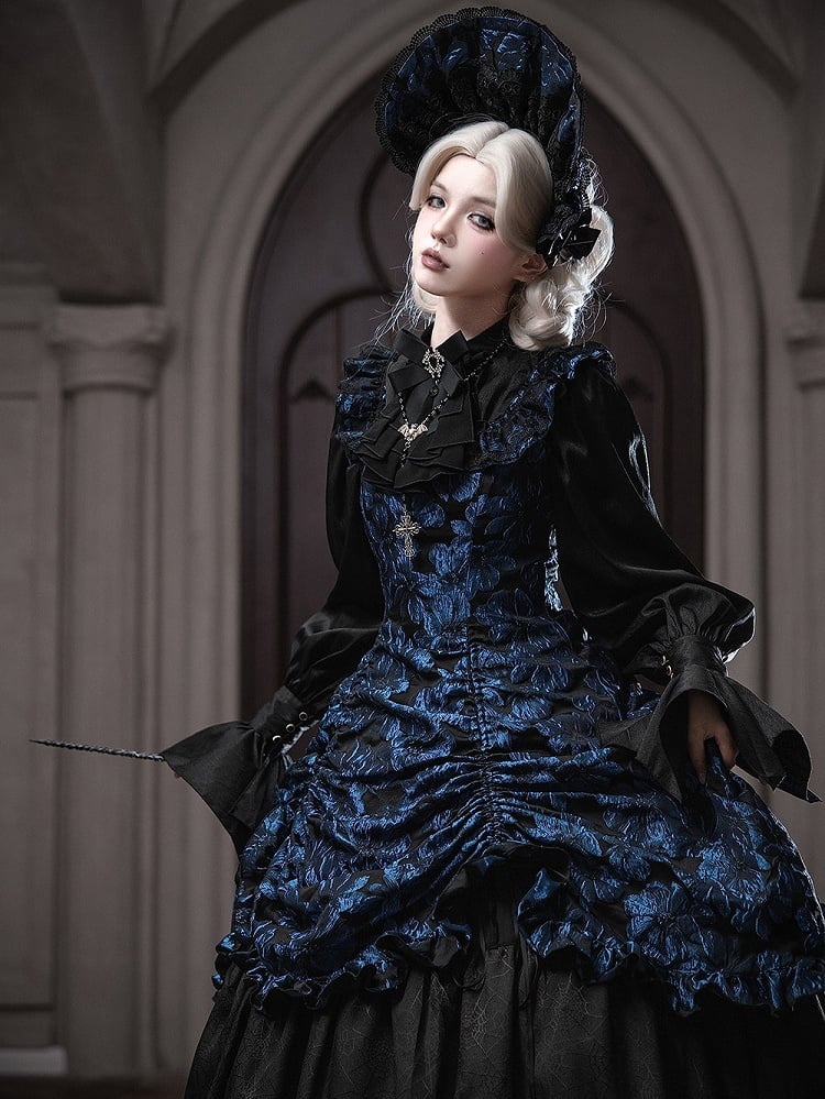 Dark Blue Ruffled JSK Gothic Lily - Miss Point - image 10