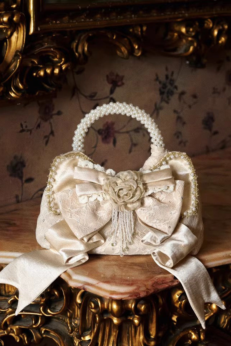 Champagne Satin 3D Bow Sweet Lolita Handbag - image 1