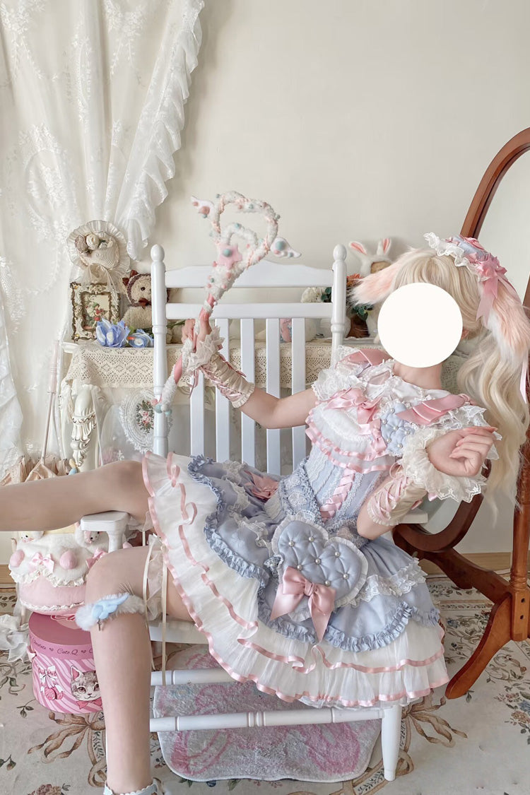 Triple-Layered Ruffled Bow Lace-Up Slim Ballet Sweet Lolita Dress - image 5