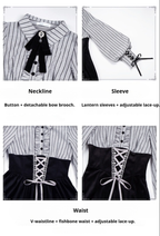 Dusk Moment - Classic Lolita Striped OP & Mermaid Dress Set, Fishbone Waist - image 24